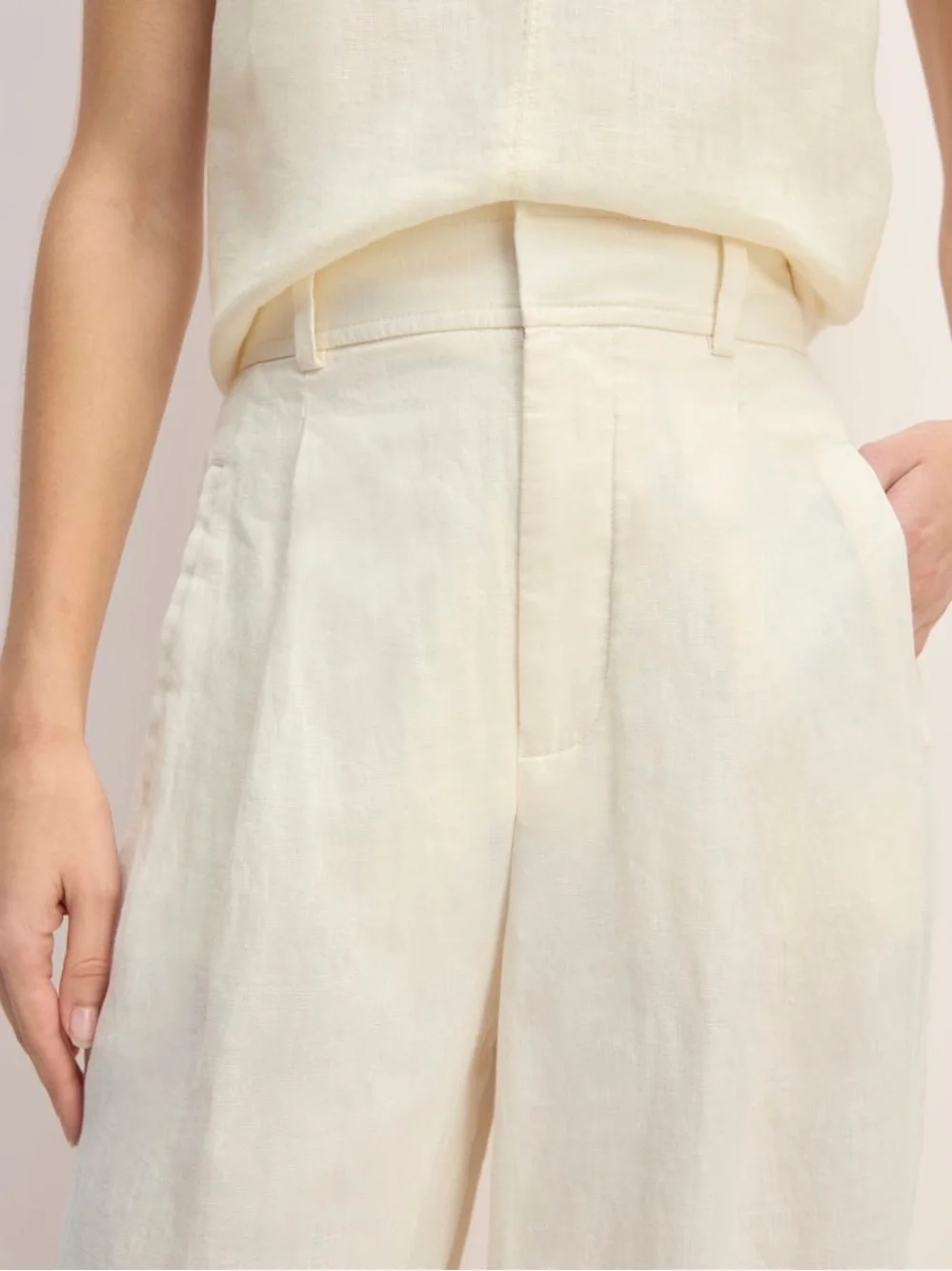 Everlane The Linen Way-High Drape Pant Bone Size 2 NWOT 100% Linen